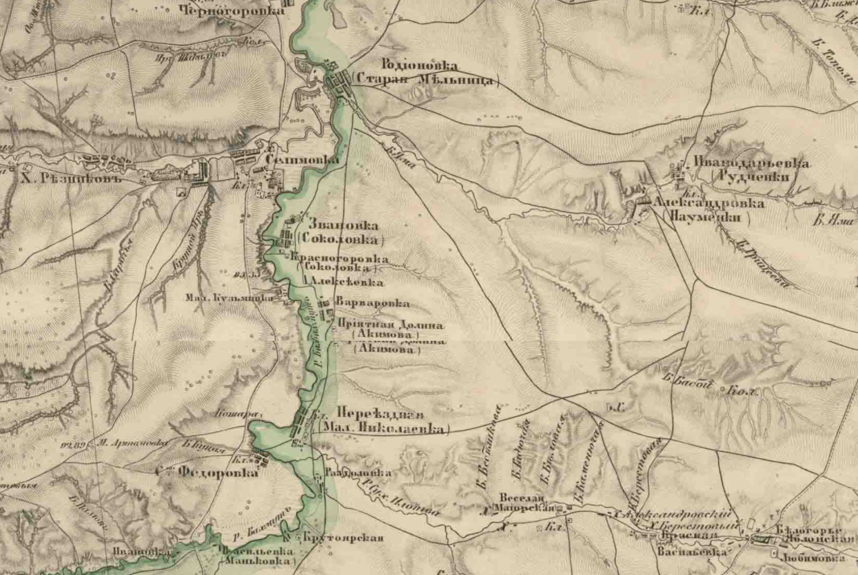 карта Шуберта Сіверськ річка Яма