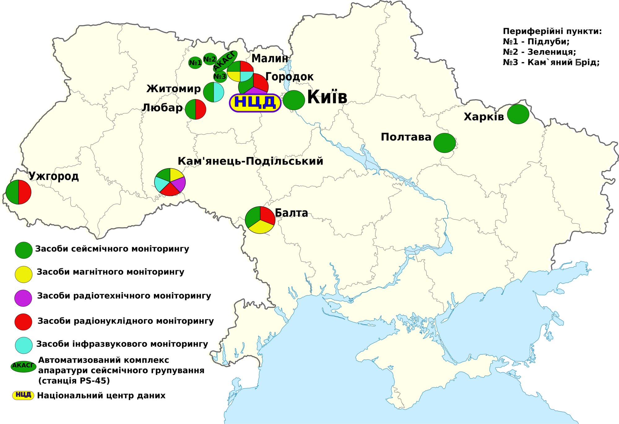 карта пунктов наблюдения ГЦСК