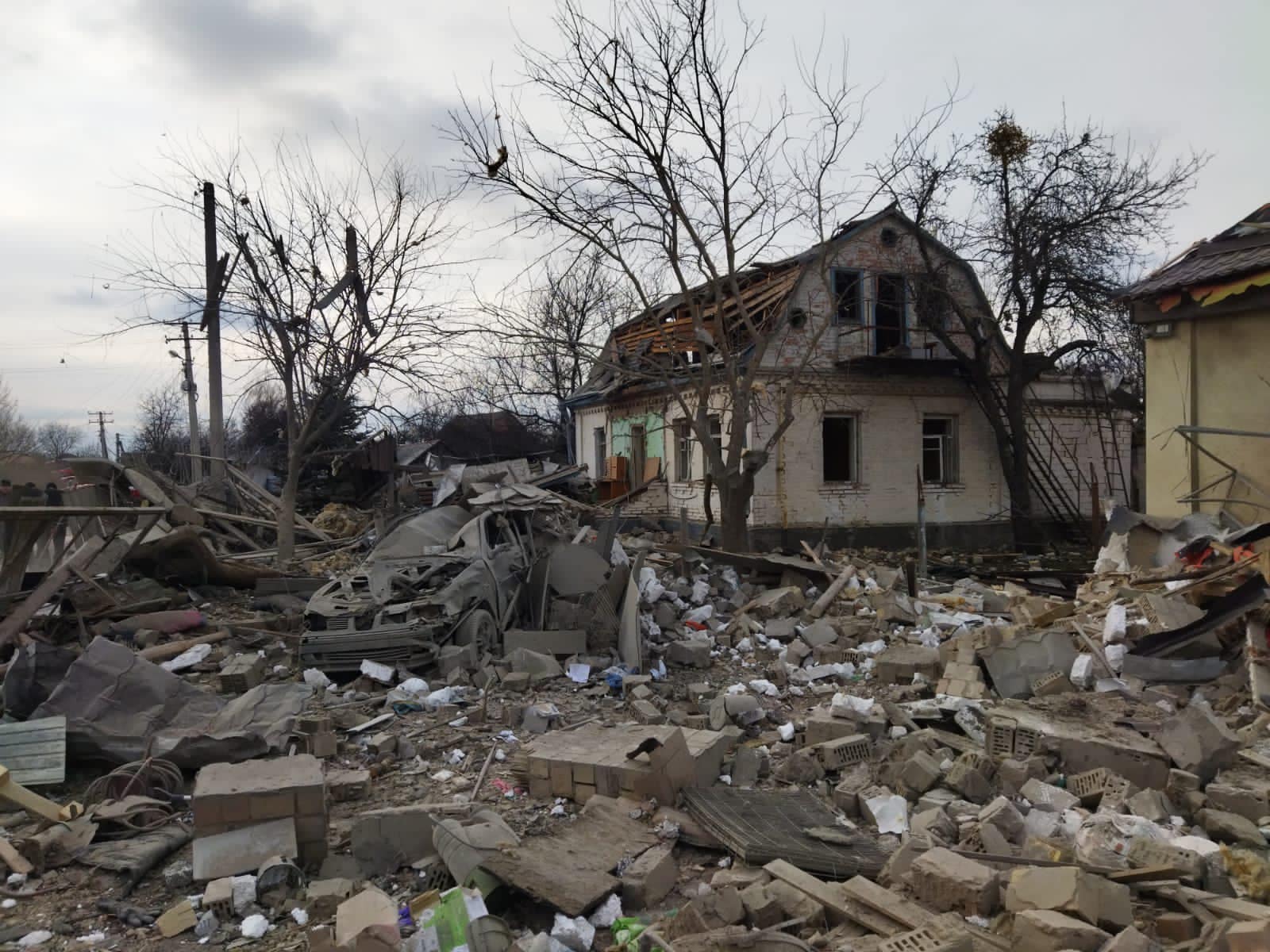 Разрушения в селе Марахловка