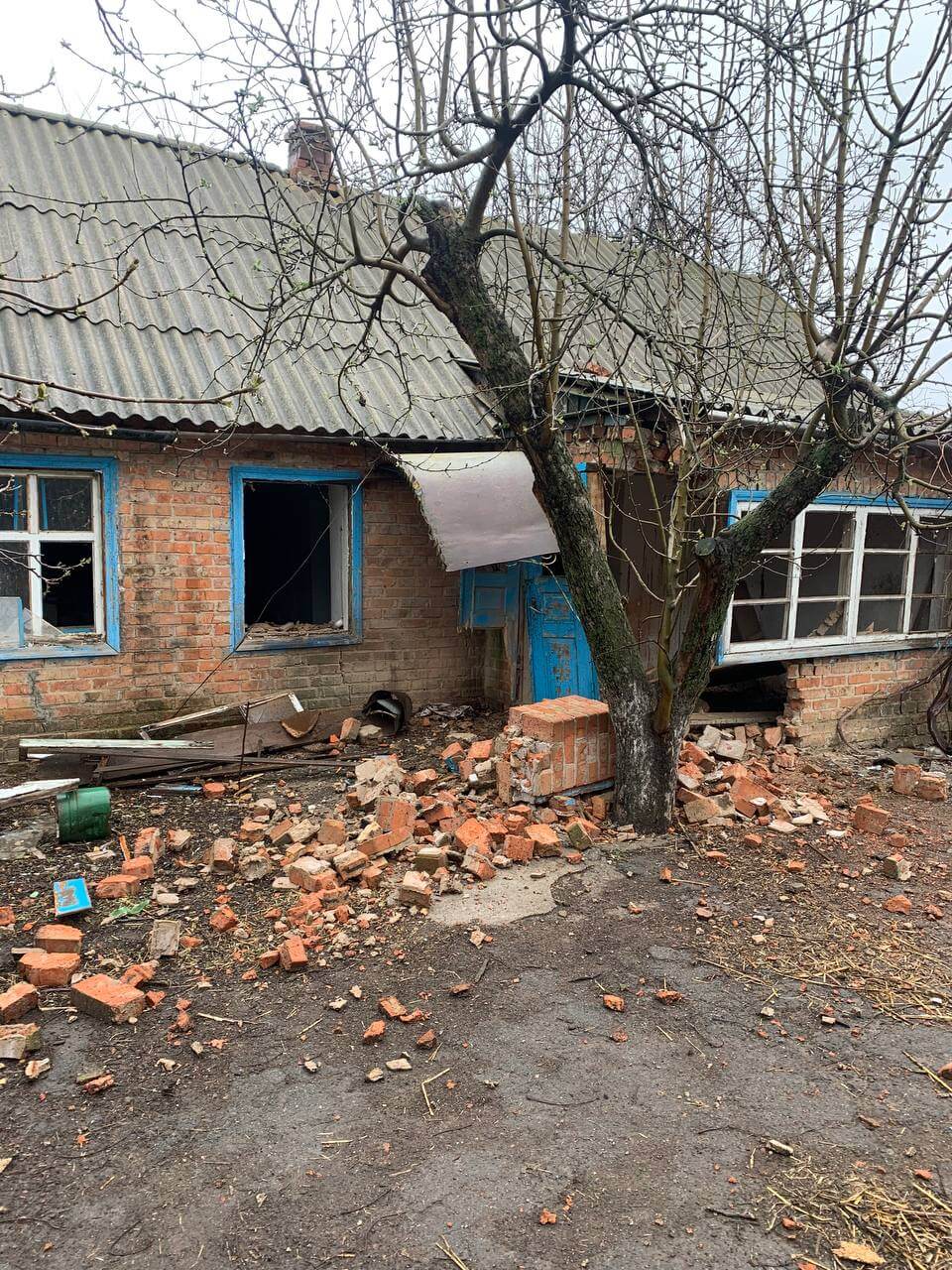 Наслідки обстрілу села Новояковлівка