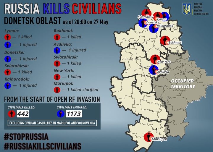 Гатили з авіації та артилерії: за добу російські загарбники зруйнували 32 цивільних об’єкти Донеччини. Є загиблі 1