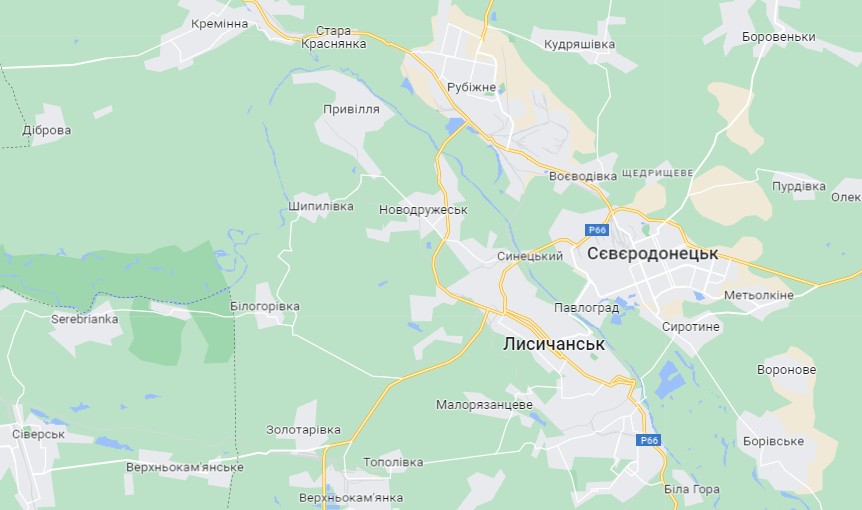 фрагмент карты Луганской области