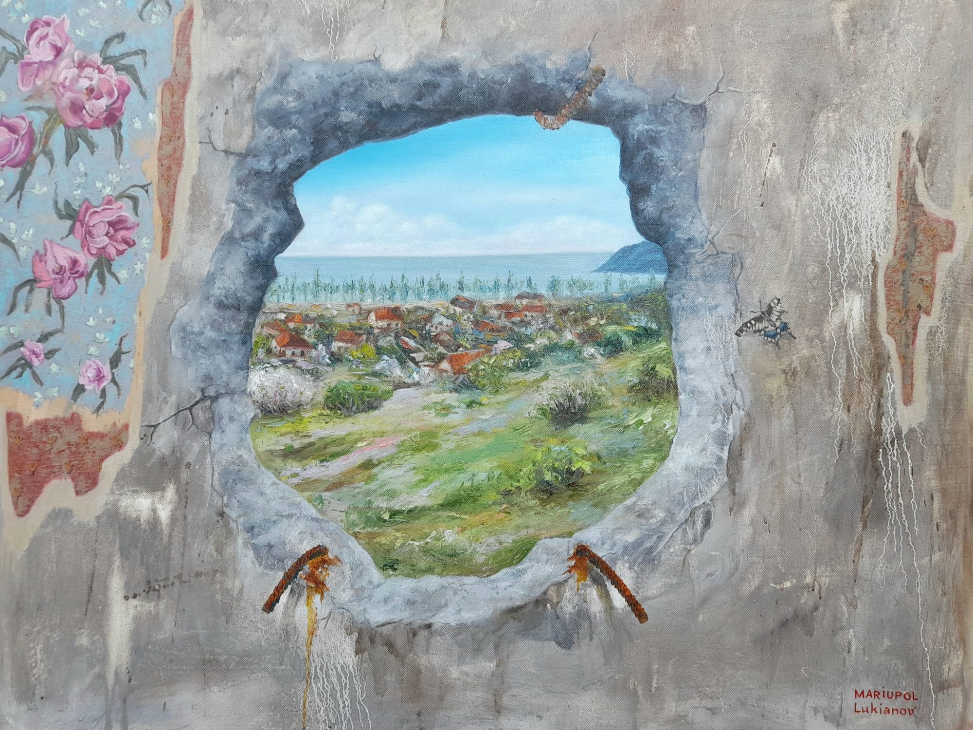 “Пейзаж из окна моего дома, которого больше нет”. Художник из Мариуполя изображает родной город в войне (ФОТО) 2
