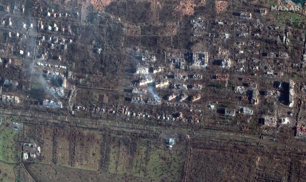 супутниковий знімок селище Опитне у Бахмуті 2
