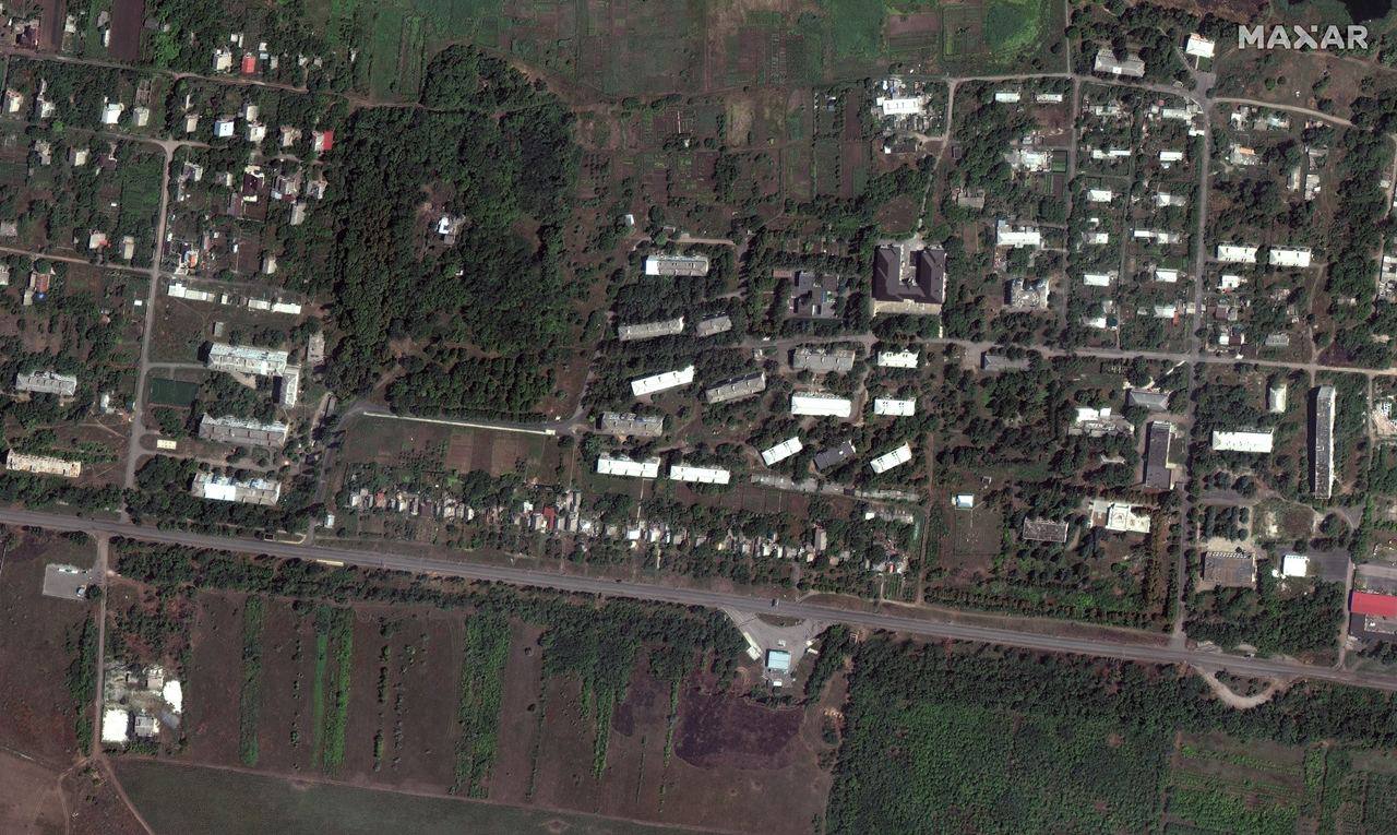 супутниковий знімок селище Опитне у Бахмуті