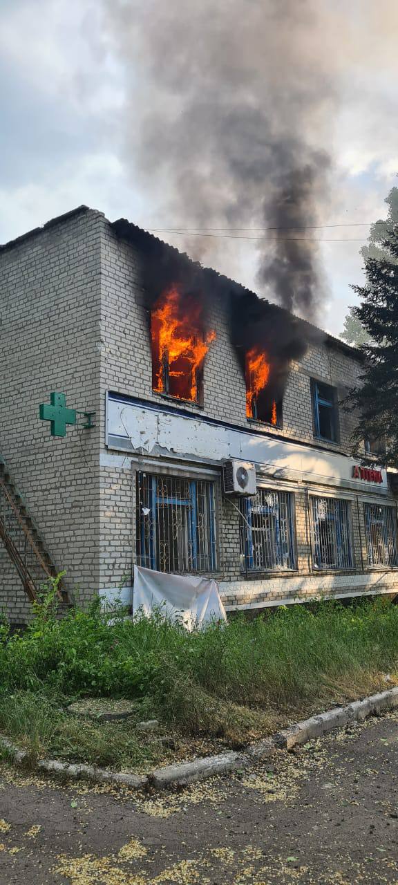пожежа внаслідок обстрілу у Торецьку