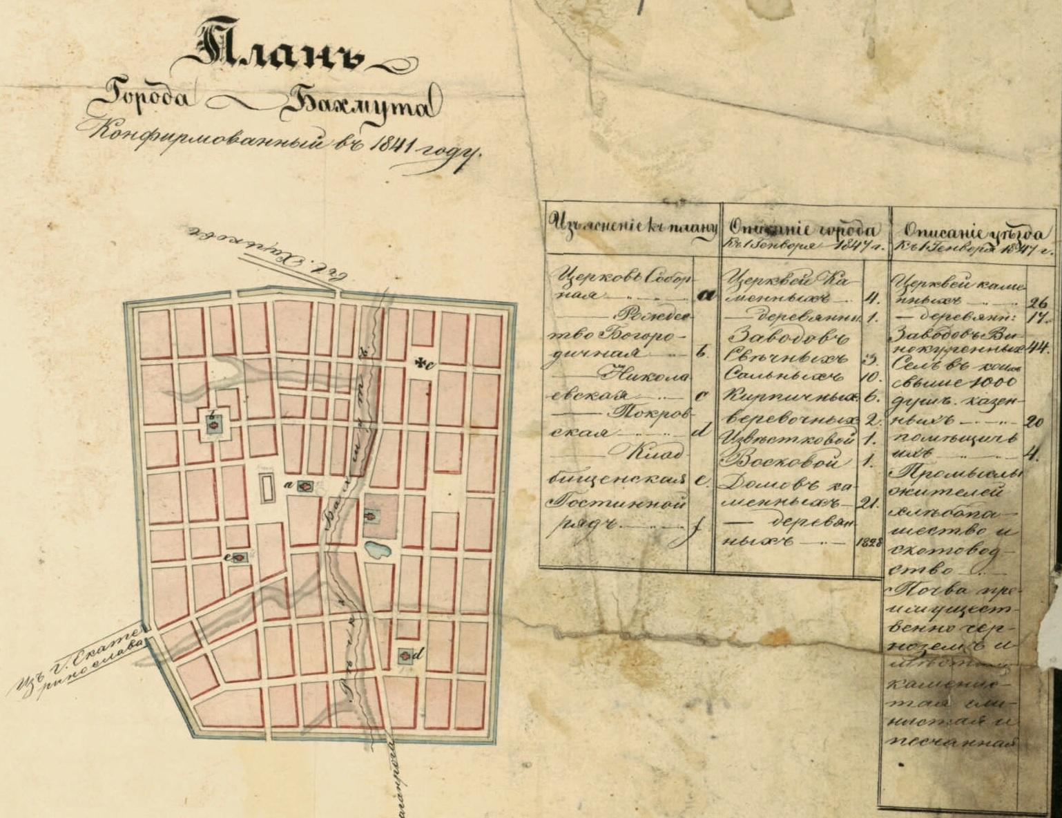 план міста Бахмут від 1841 року