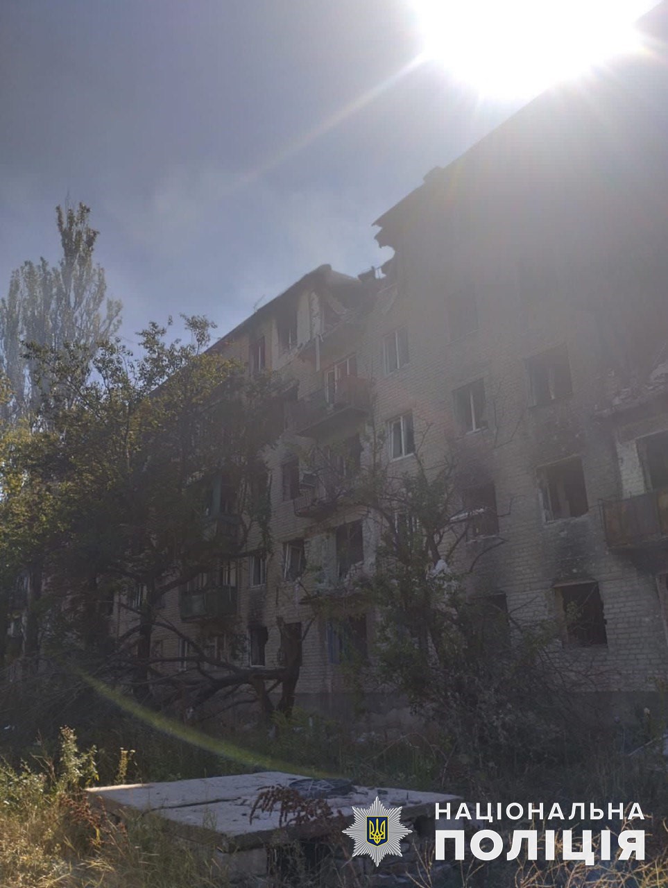 Жилая многоэтажка, разрушенная россиянами 15 августа