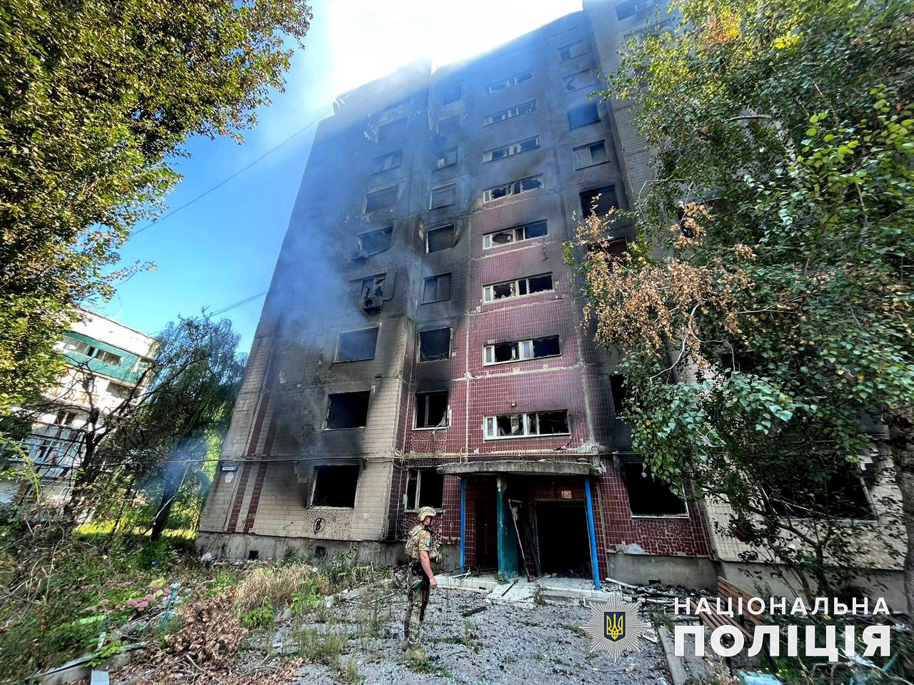 Дев’ятиповерховий будинок, який зруйнували росіяни 18 вересня