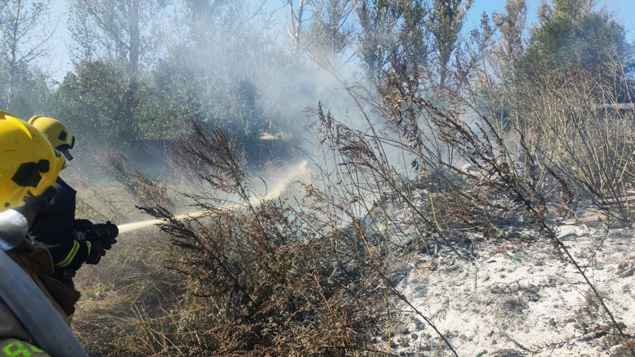 пожежники гасять пожежу на відкритій ділянці у Донецькій області