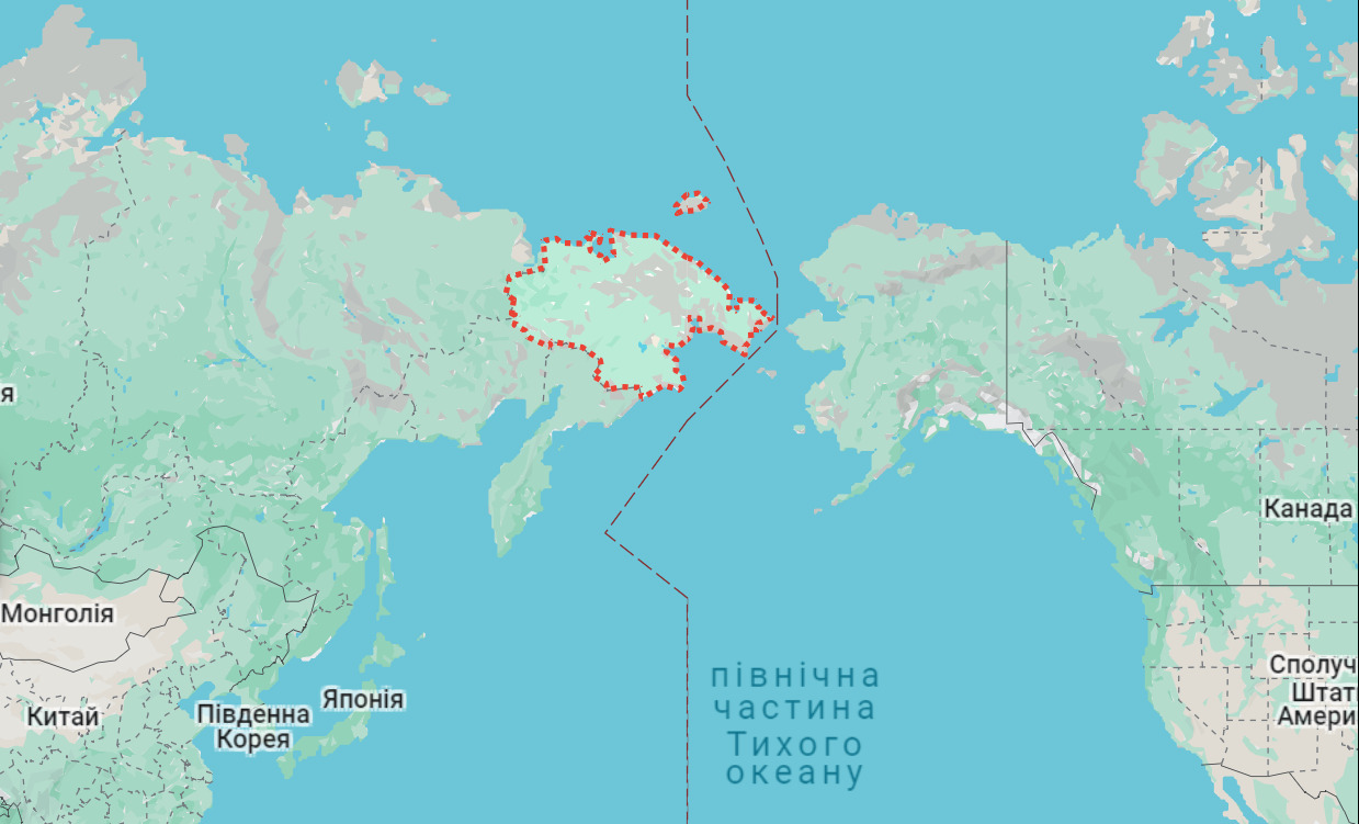 Чукотський автономний округ Росії на карті