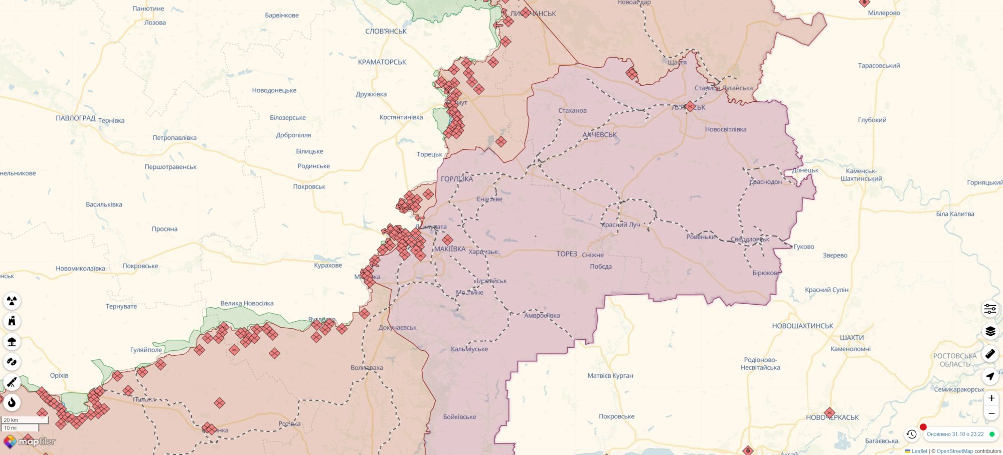 Мапа бойових дій в Донецькій області на 1 листопада 2023