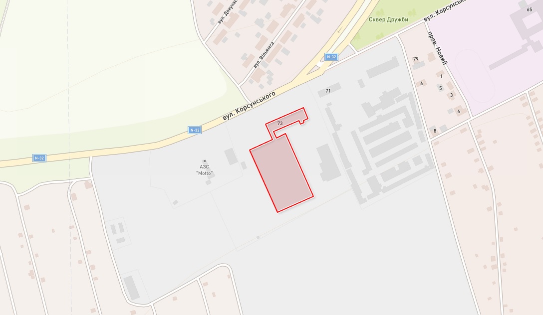 Соковий завод у Бахмут по вулиці Корсунського, 73 ніяк не позначений