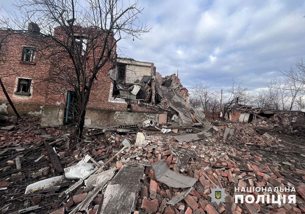 Поле руин в Донецкой области после обстрела российскими оккупантами