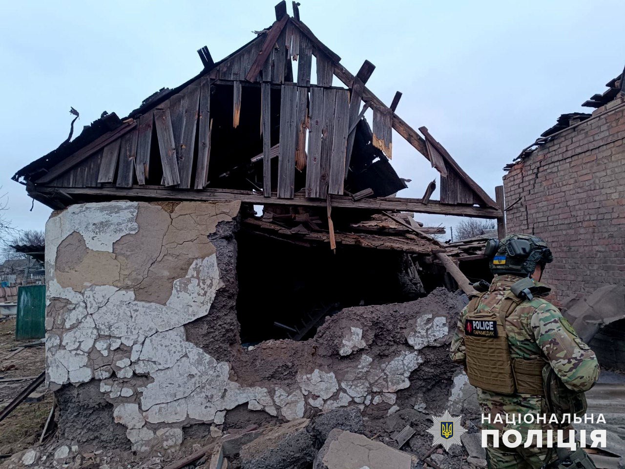 Уничтоженное здание в Донецкой области