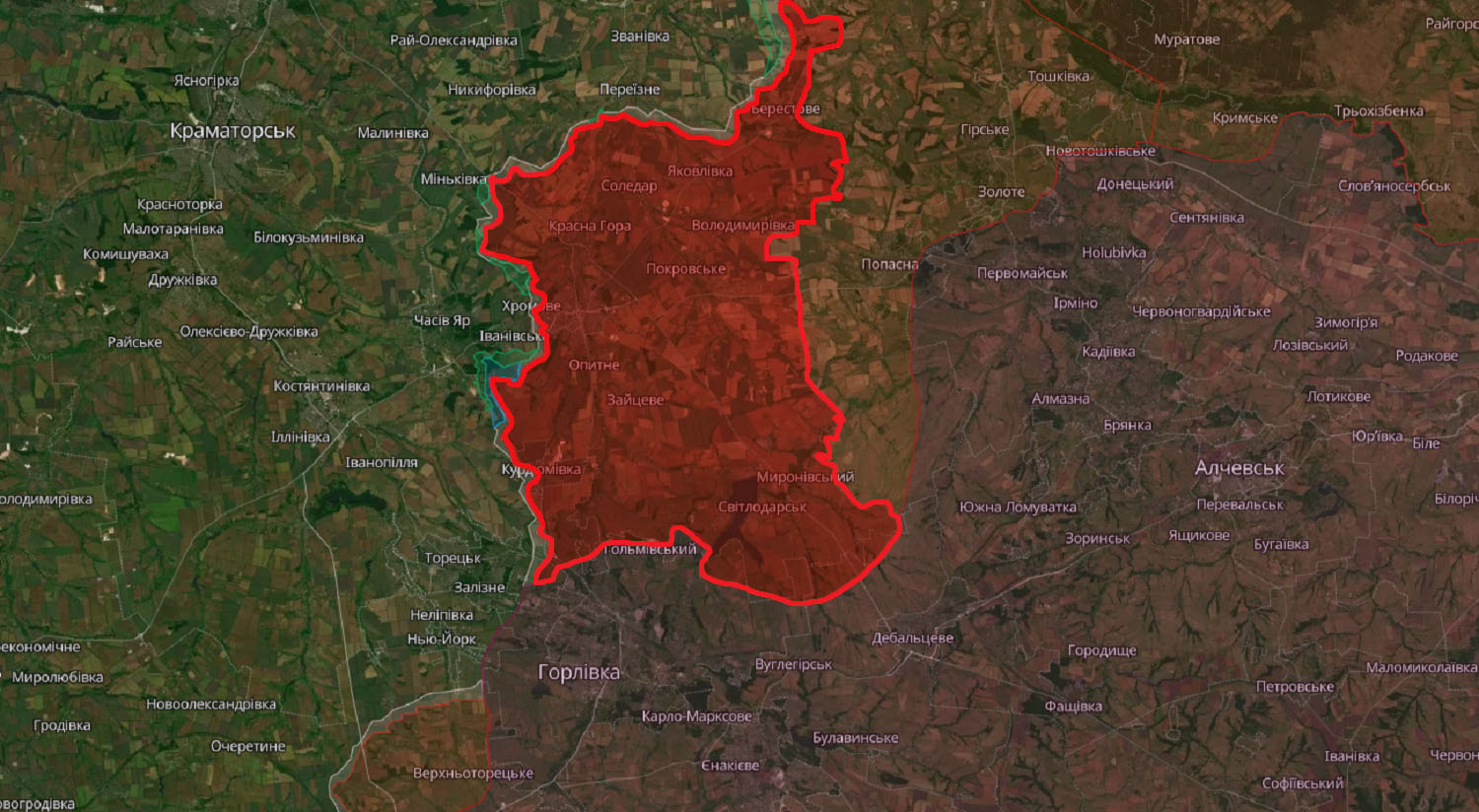 Територія у північно-східній частині Донецької області, яку захопили російські окупанти у період з 24 лютого 2022-го до 30 травня 2023-го