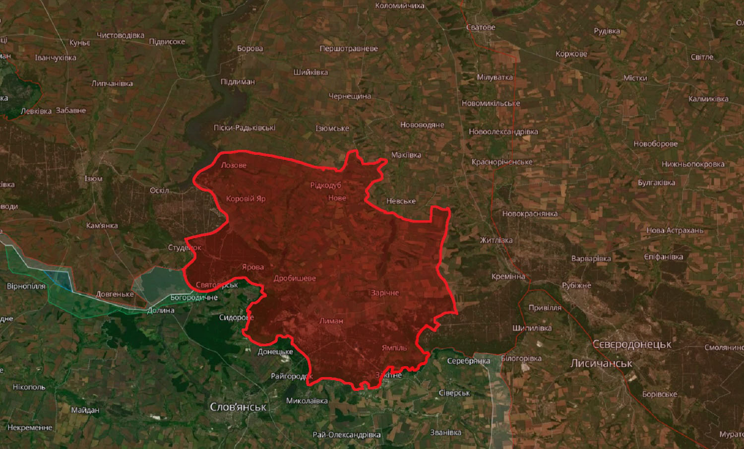 Територія на півночі Донецької області, яку захопили російські окупанти у період з 24 лютого 2022-го до 31 серпня 2022-го
