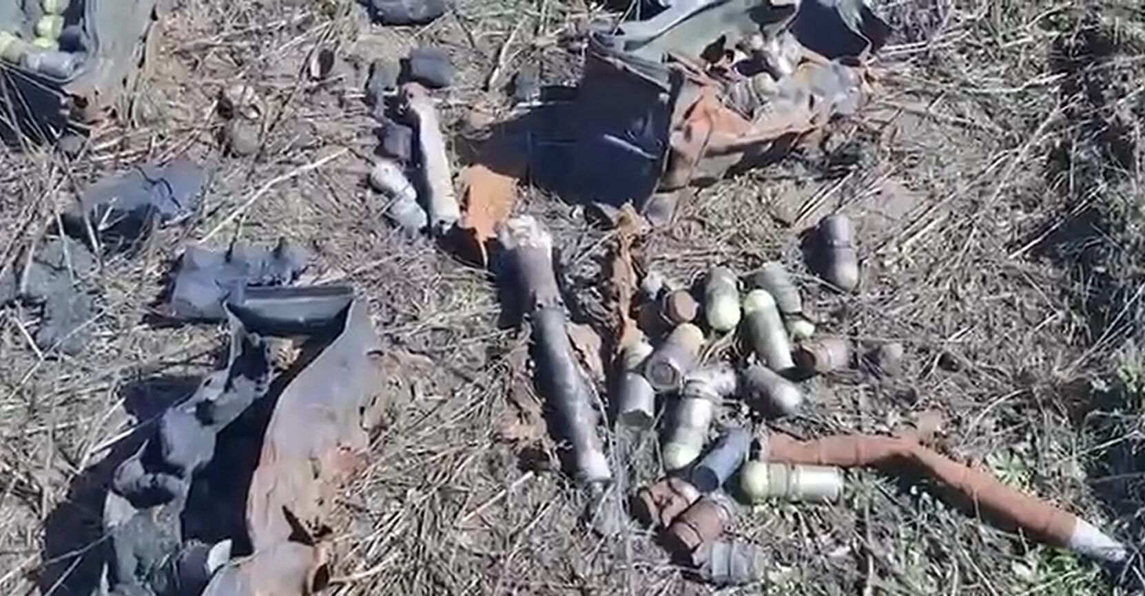 Снаряды на полях Донецкой области