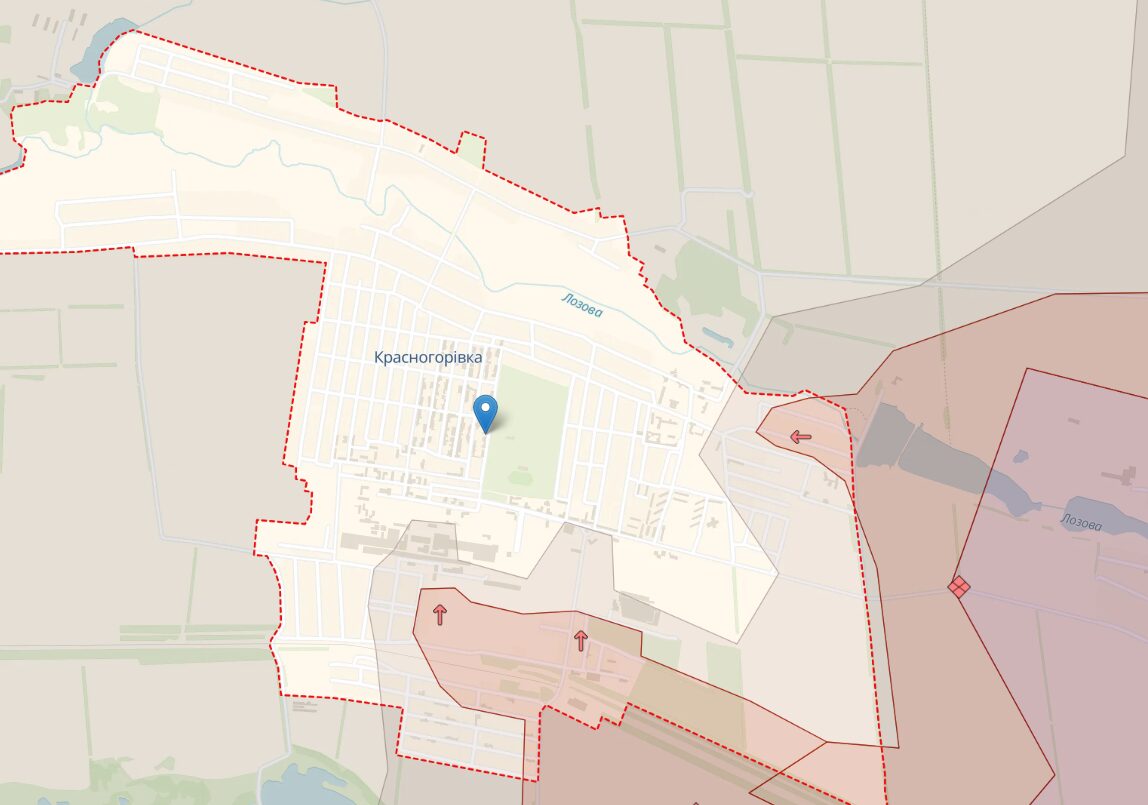 Красногорівка на мапі. Фото: Deepstate