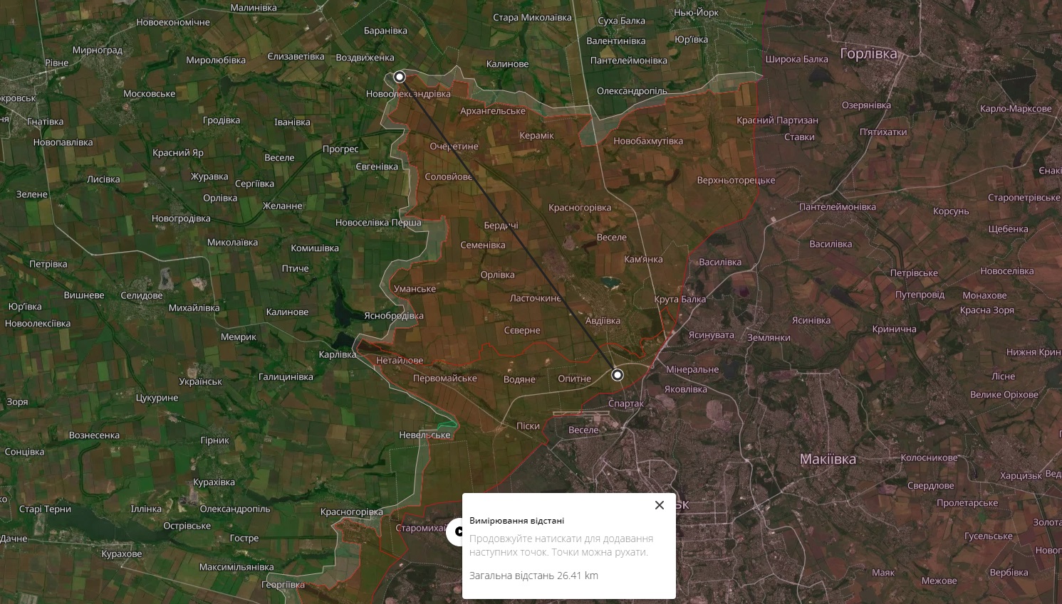 Російська армія з лютого по червень 2024 року посунула лінію фронту на авдіївському напрямку на понад 25 кілометрів