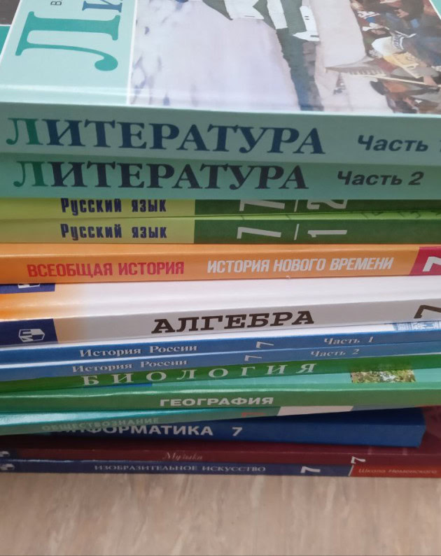 Учебники для 7 класса в одной из новооткрытых школ оккупированной части Донецкой области