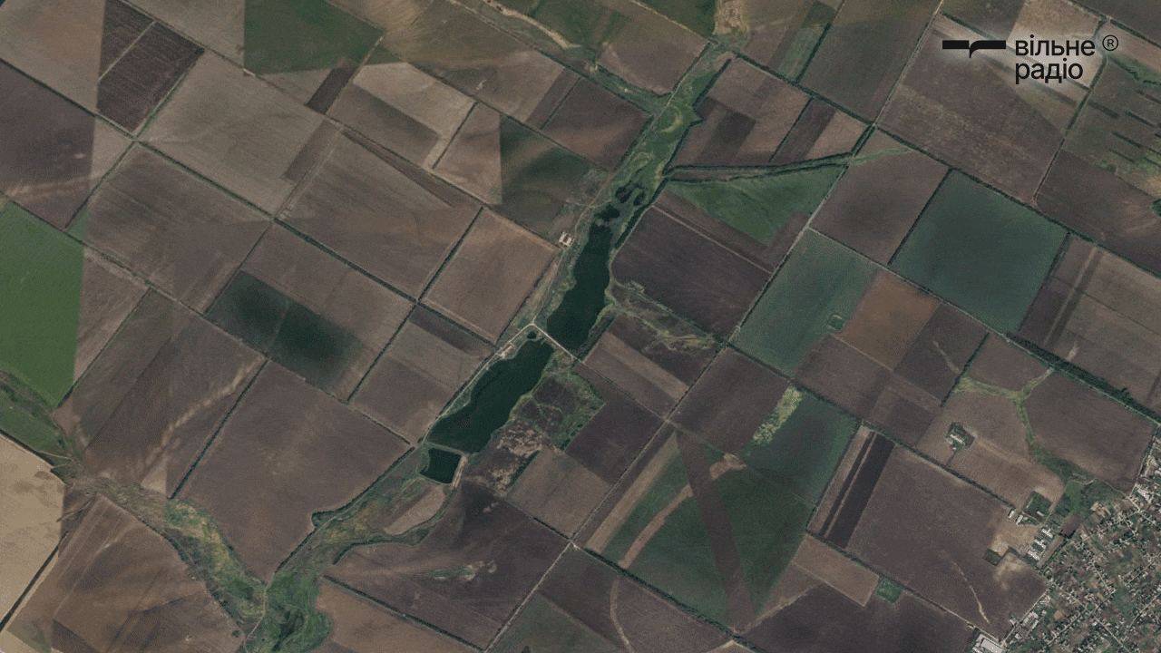 Водойма на північ від Ялти у вересні 2021 року та квітні 2025 року