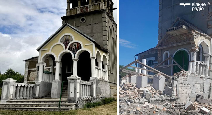 Зруйнований храм у Золотому Колодязі після обстрілу армії РФ, Донецька область.
