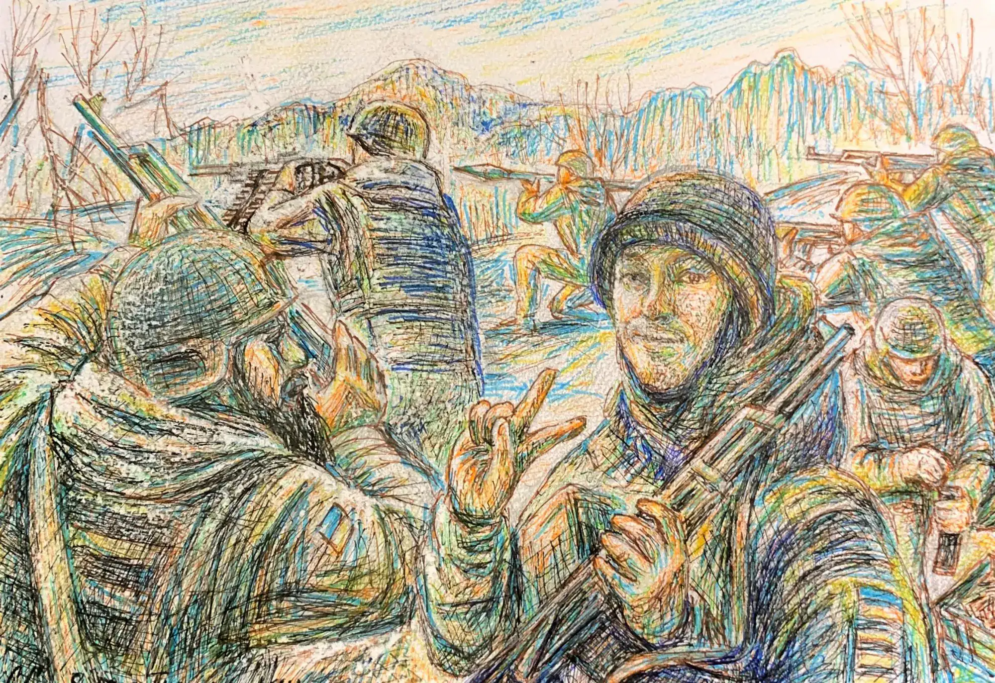 Сергій Садчиков малює портрети захисників Бахмута з новин