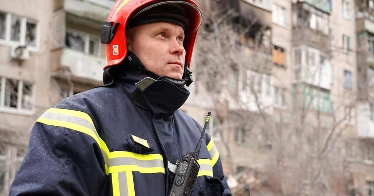 Загиблий рятувальник Андрій Омельченко на завданні. Фото: Facebook/Головне управління ДСНС України у Донецькій області