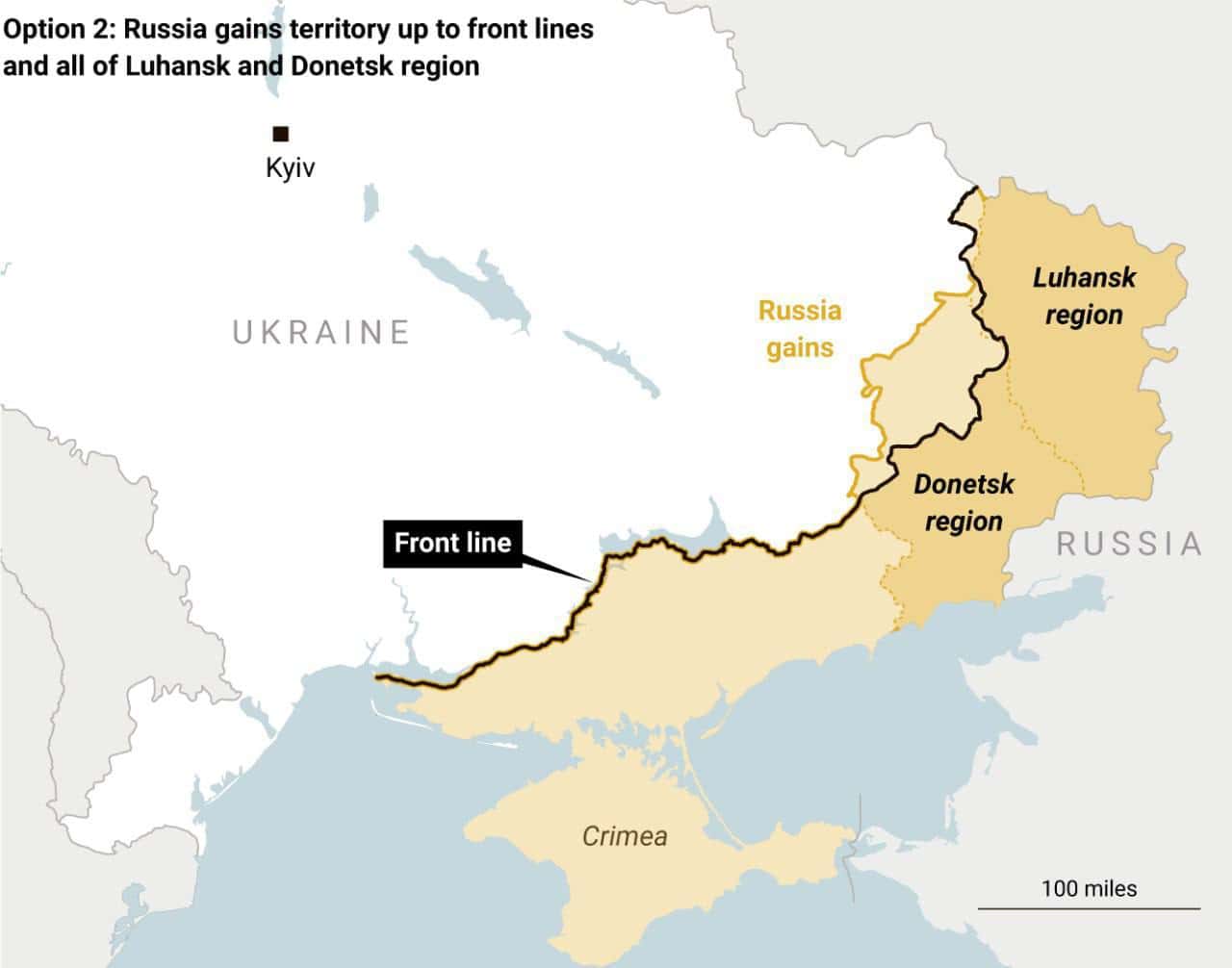 Варіант заморожування війни в Україні — передача всієї території Луганщини та Донеччини Росії
