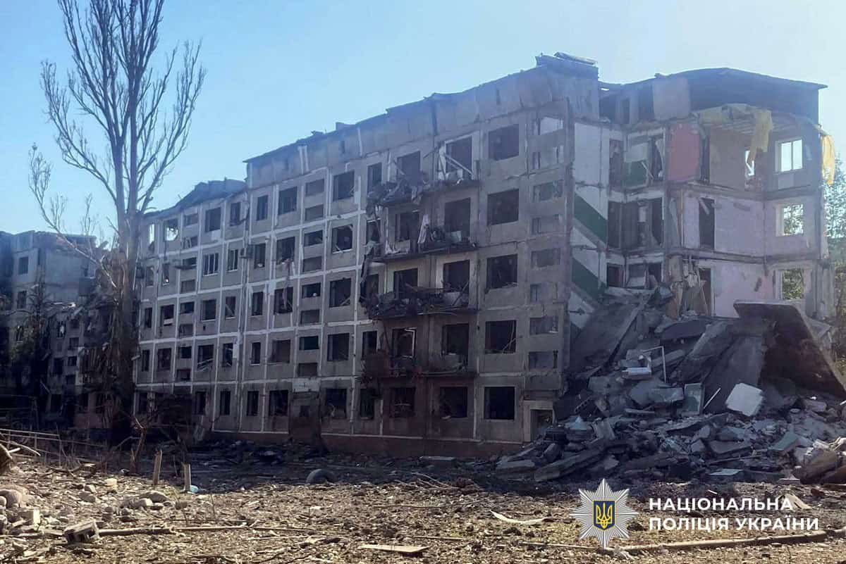 Наслідки російських атак у Донецькій області 14 серпня 2025 року. Фото: поліція Донеччини