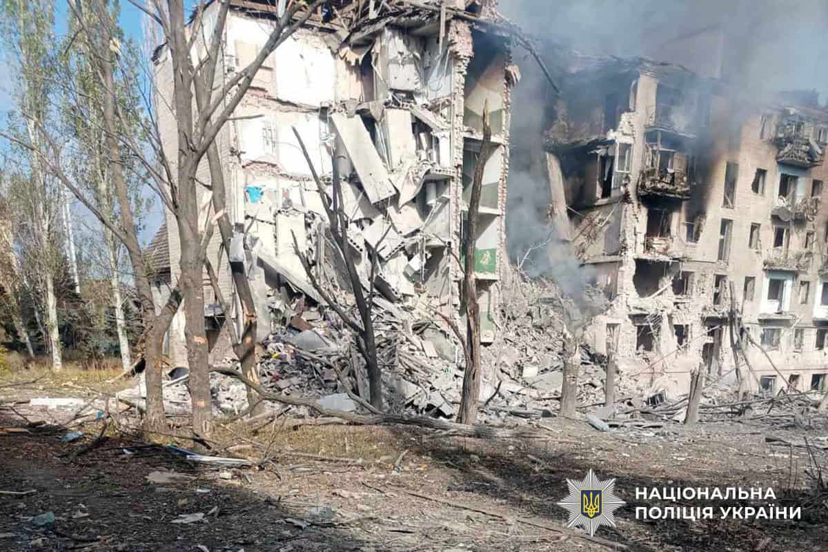 Наслідки російських атак у Донецькій області 12 жовтня 2025 року. Фото: поліція Донеччини