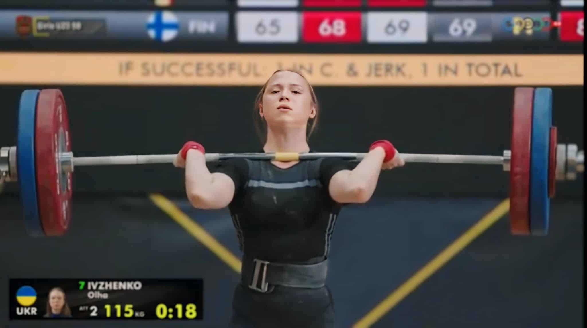 Зображення до посту: Важкоатлетка з Донеччини Ольга Івженко вдруге поспіль стала абсолютною чемпіонкою Європи серед молоді