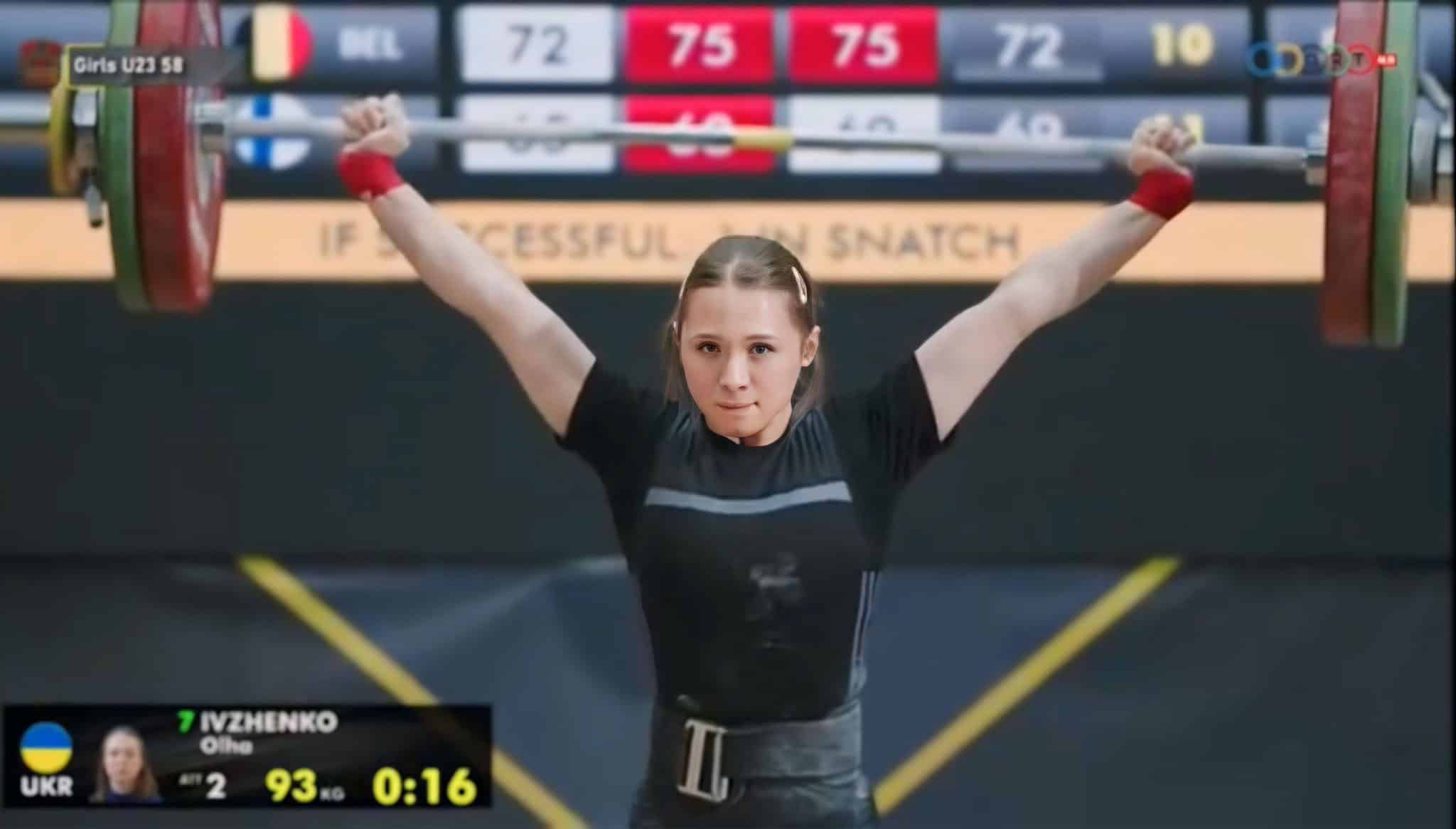 Зображення до посту: Важкоатлетка з Донеччини Ольга Івженко вдруге поспіль стала абсолютною чемпіонкою Європи серед молоді