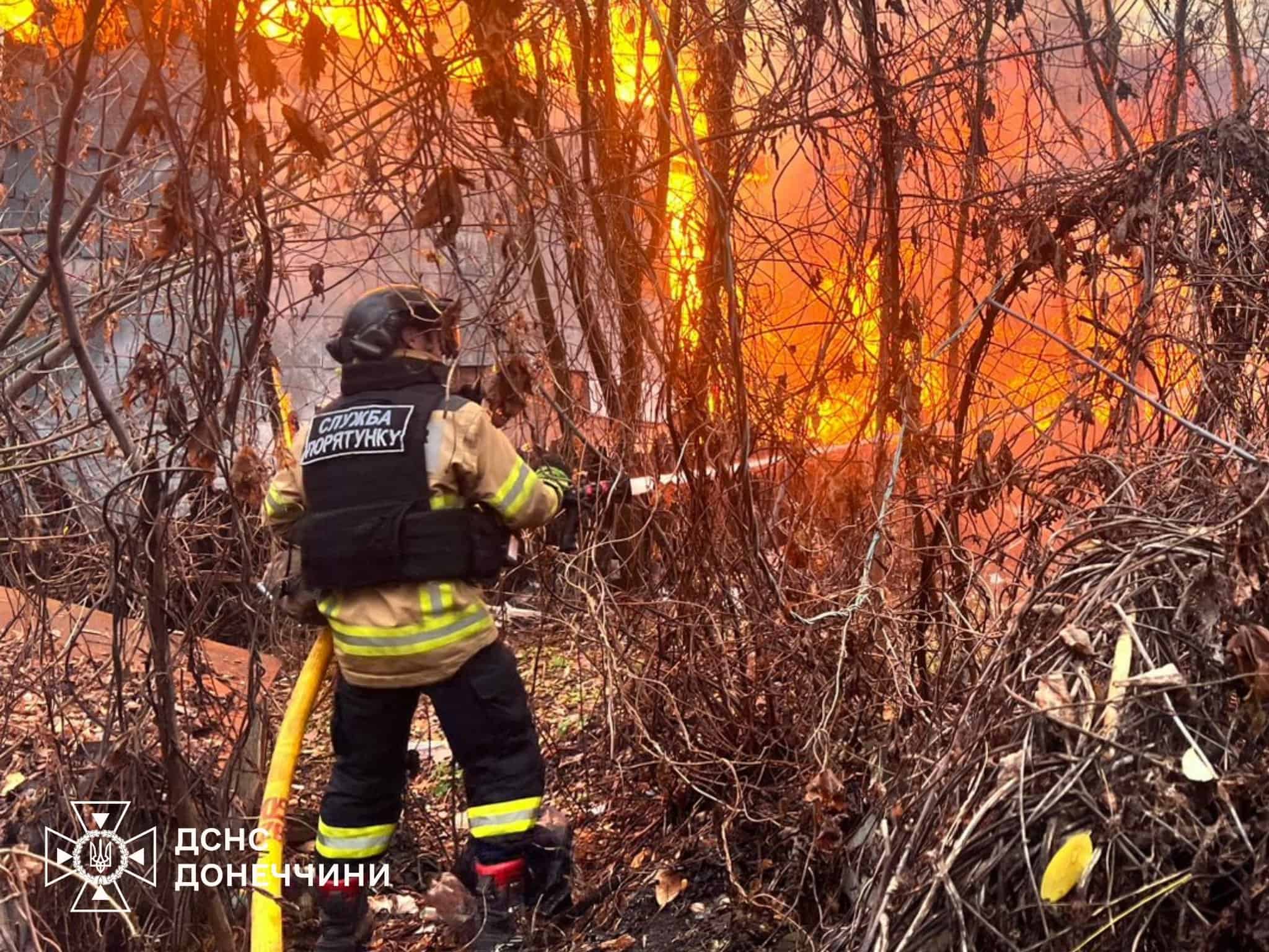 Пожежі у Донецькій області за 9 листопада 2025 року