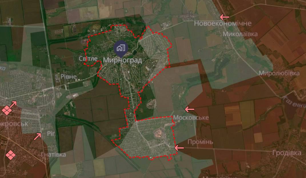 Сили оборони стримують росіян поблизу Мирнограда, у південній частині міста “сіра зона”
