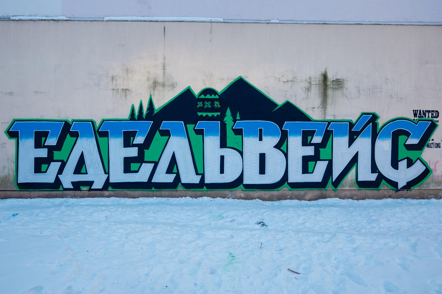 Військовий бригади “Едельвейс” створив графіті у Слов’янську та Коломиї до Дня Соборності: фото