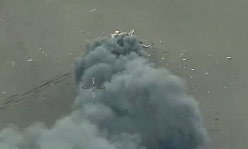 Знищений гелікоптер Ка-52 окупантів після атаки українського FPV-дрона