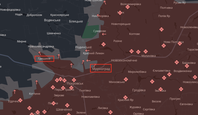 Россияне продолжают наступать в районе Гришино и Мирнограда: за неделю там было уничтожено около 300 оккупантов