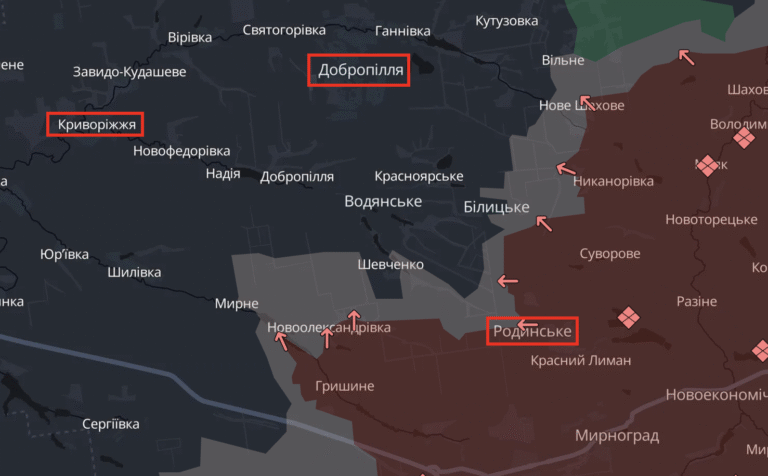 Россияне пытаются выйти на трассу из Родинского в Криворожье, дальше — Доброполье