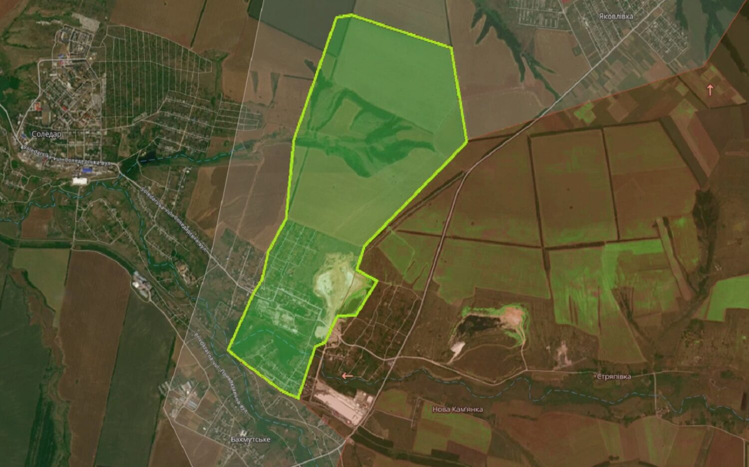 Зеленим кольором позначений район, який Дмитро з побратимами боронив від окупантів з серпня по грудень 2022 року